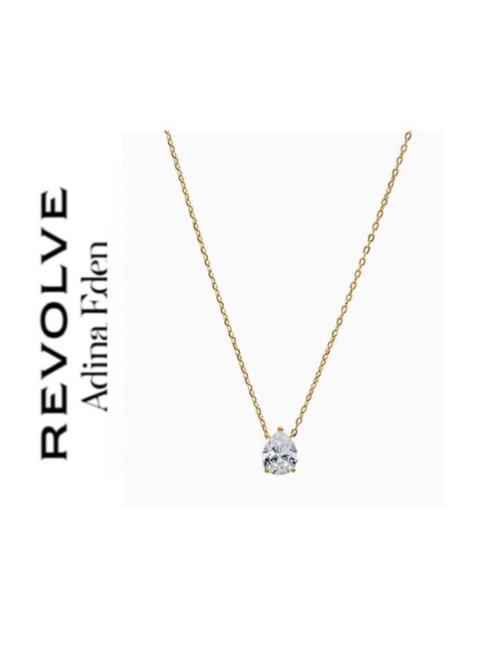 Adina Eden Moissanite Pear-Cut Gold Pendant Necklace 1 Carat